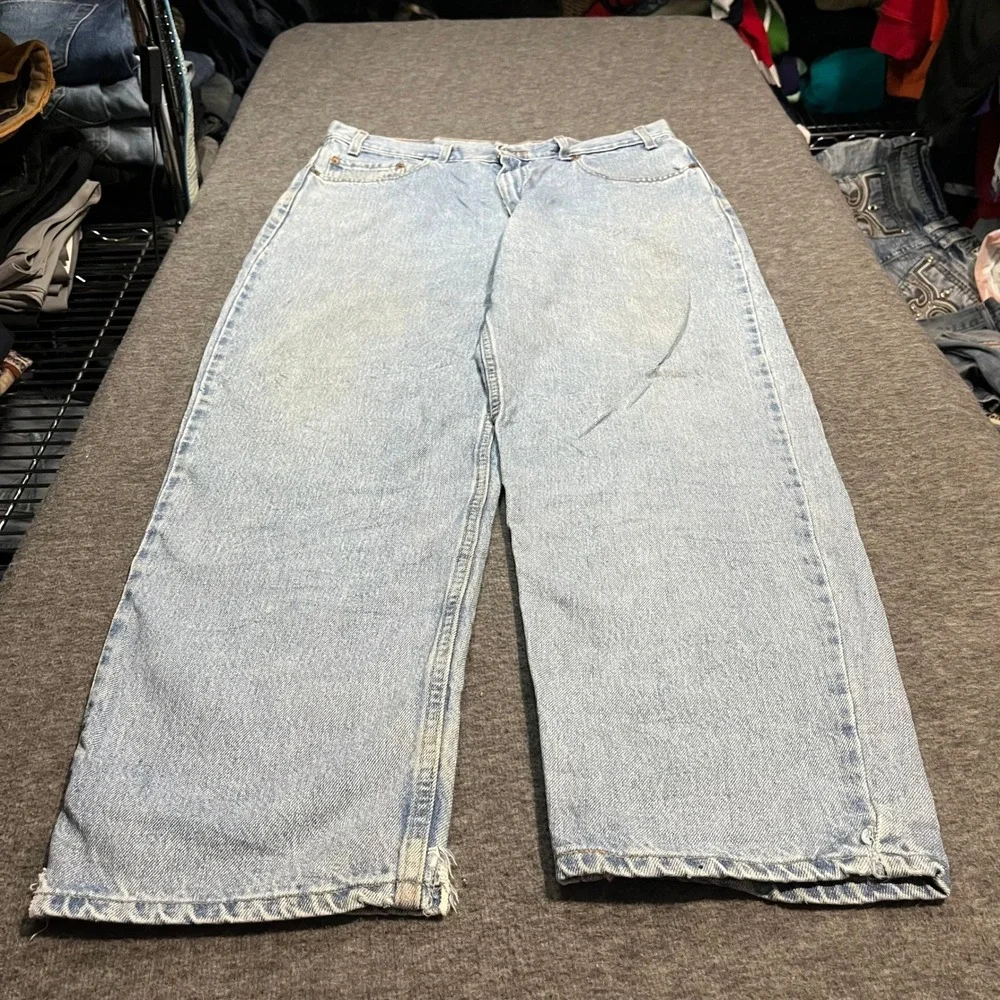 Levis 550 Relaxed Fit Tapered Leg Jeans Light Wash Denim W36 L30 Vintage 90s